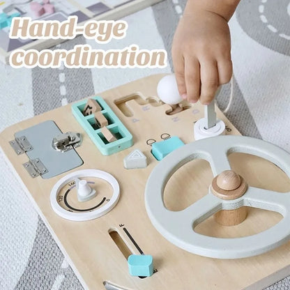 Explore the Bubebaby Wooden Montessori Car Driving Simulator, designed for ages 0-14+. This engaging toy features realistic car simulations and scene modeling, crafted to be smooth, wear-resistant, and safe for little hands. CE certified and perfect for enhancing playtime with a transportation theme