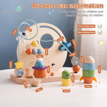 Discover the BabyLove Montessori Sensory Educational Toy, designed for children aged 0-3y, 3-6y, 6-12y, and 14+y.  This toy is crafted from high-quality wood and certified by CE for safety. With Montessori winding bead gameplay, it offers a delightful sensory experience for your child. Weighing 464g, it ensures safe and engaging play