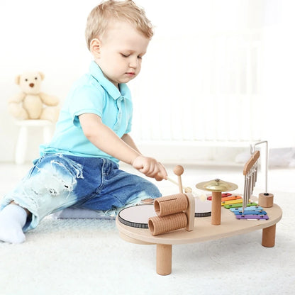Discover the Bubebaby Montessori Music Table, an educational and non-electric musical instrument designed for children ages 0-14+. This table features engaging musical elements. Lightweight at 1.23kg and measuring 41.2X24.7X9.5cm, it's perfect for young learners seeking fun and educational play