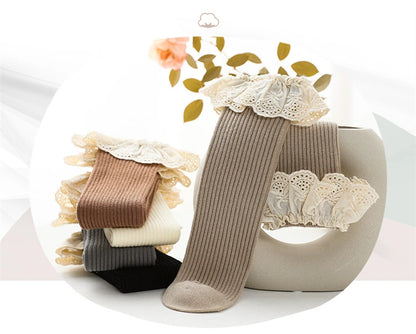 Bubebaby Babylove socks, perfect for all occasions. Made from cotton and polyester, these breathable comfortable, and skin-friendly socks are made with a solid pastoral style  featuring a ruffled frill finish
