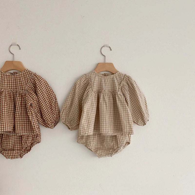 A boho inspired festive 2 piece matching set from Bubebaby BabyLove, featuring tranquil calming colors suitable for babies perfect for holiday celebrations