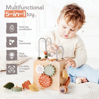 Montessori Multifunctional Forest Adventure Play Set With Gears and Shapes
