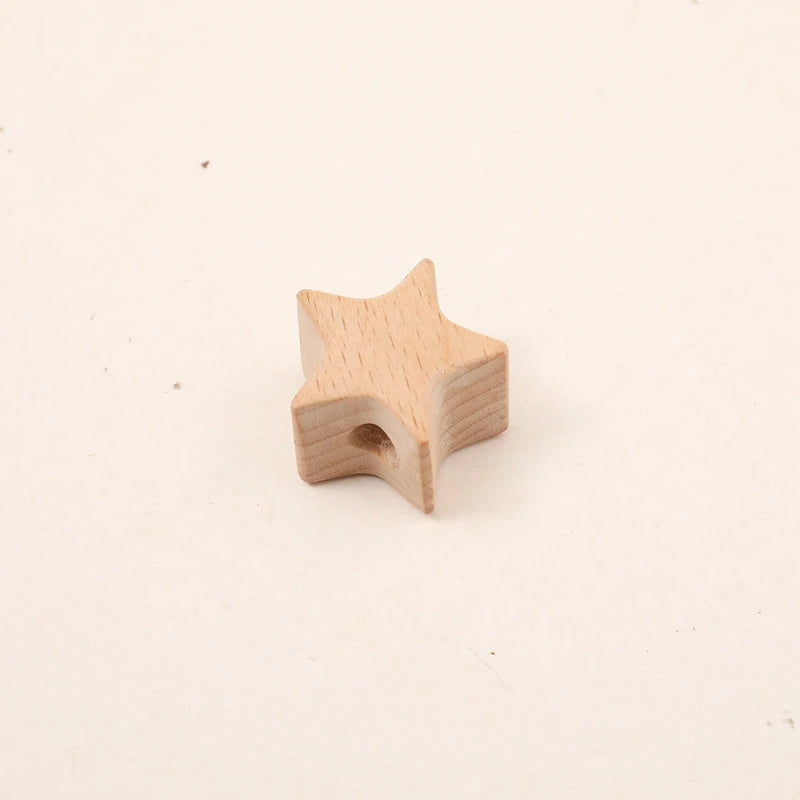 Beech wood star shape with a threading hole