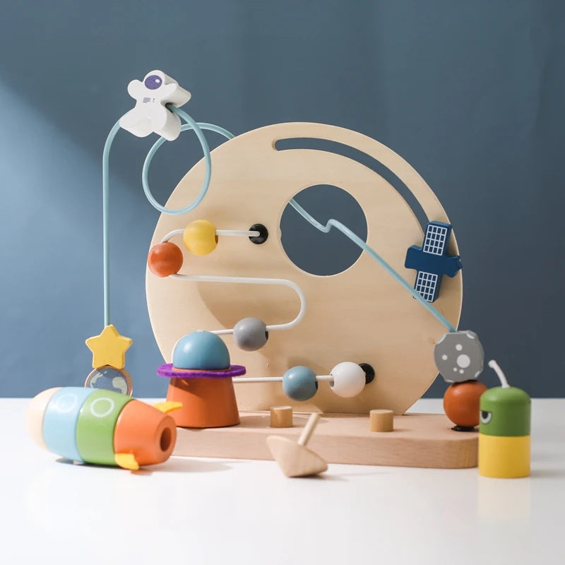 Discover the BabyLove Montessori Sensory Educational Toy, designed for children aged 0-3y, 3-6y, 6-12y, and 14+y.  This toy is crafted from high-quality wood and certified by CE for safety. With Montessori winding bead gameplay, it offers a delightful sensory experience for your child. Weighing 464g, it ensures safe and engaging play