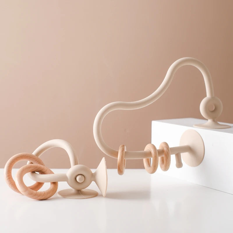 Montessori Wood Silicone Cognitive Rings