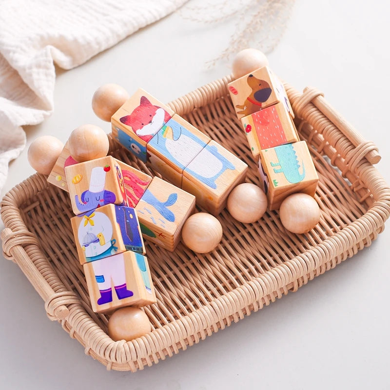 Wooden Montessori Hand Held Rattle, designed for sensory exploration and motor skill development at BubeBaby
