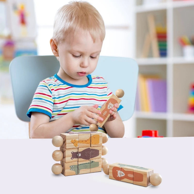 Wooden Montessori Hand Held Rattle, designed for sensory exploration and motor skill development at BubeBaby