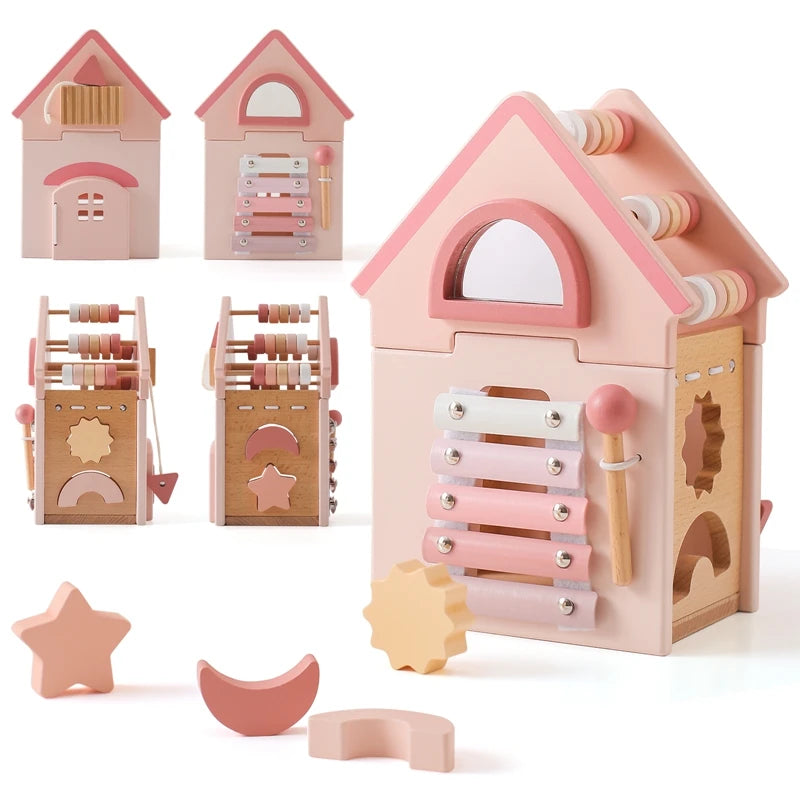 Explore our BabyLove Europe-certified (CE) Montessori Wooden Toys for children aged 3-6 years at Bubebaby. This multifunctional, five-in-one educational toy is designed to enhance hand-eye coordination, fine motor skills, logical thinking, and spatial imagination. 