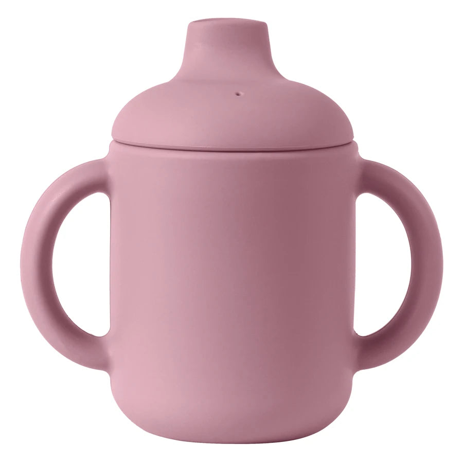 Silicone Sippy Cup With Handles in Powder Rose