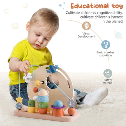 Discover the BabyLove Montessori Sensory Educational Toy, designed for children aged 0-3y, 3-6y, 6-12y, and 14+y.  This toy is crafted from high-quality wood and certified by CE for safety. With Montessori winding bead gameplay, it offers a delightful sensory experience for your child. Weighing 464g, it ensures safe and engaging play