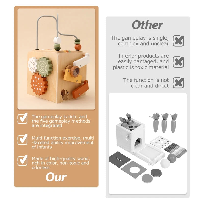 Montessori Multifunctional Forest Adventure Play Set With Gears and Shapes