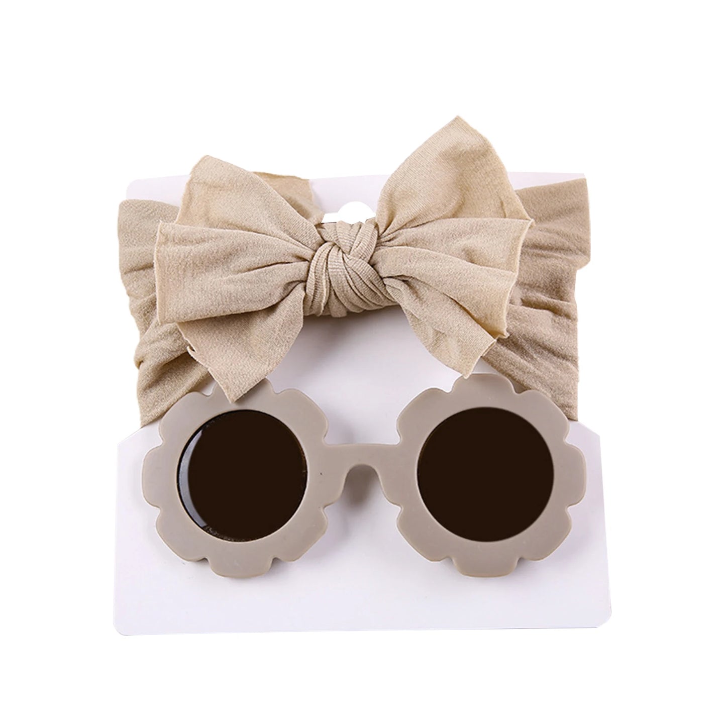 Unisex babylove headband and sunglasses set made of high-quality nylon and plastic. Suitable for ages 0-6 years, featuring solid patterns. Includes a nylon headband (16cm x 8cm) and plastic sunglasses (13cm x 5cm). Perfect for all seasons and occasions, both indoors and outdoors