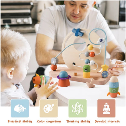 Discover the BabyLove Montessori Sensory Educational Toy, designed for children aged 0-3y, 3-6y, 6-12y, and 14+y.  This toy is crafted from high-quality wood and certified by CE for safety. With Montessori winding bead gameplay, it offers a delightful sensory experience for your child. Weighing 464g, it ensures safe and engaging play