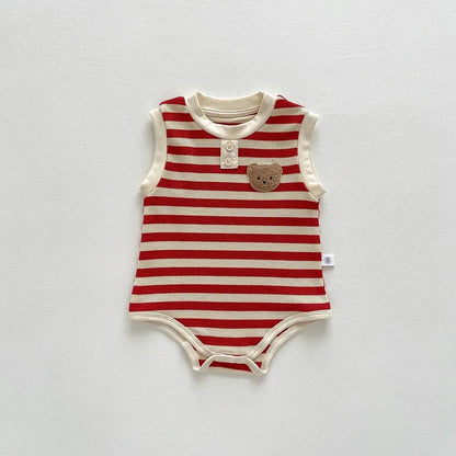 Keep your baby stylish and comfy with our BabyLove Striped Summer Sleeveless Romper From Bubebaby. Made from 95% cotton, this pullover romper features a breathable, sleeveless design perfect for hot days. Available in sizes for 0-24 months, it's ideal for keeping little ones cool and free to explore. Shop now for the perfect summer outfit