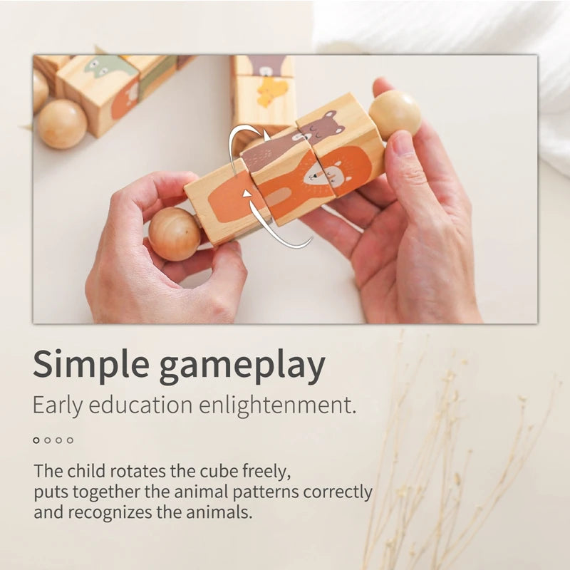 Wooden Montessori Hand Held Rattle, designed for sensory exploration and motor skill development at BubeBaby