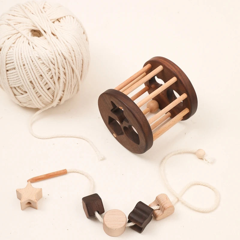 Wooden Geometric Shape Sorter in Threading Set