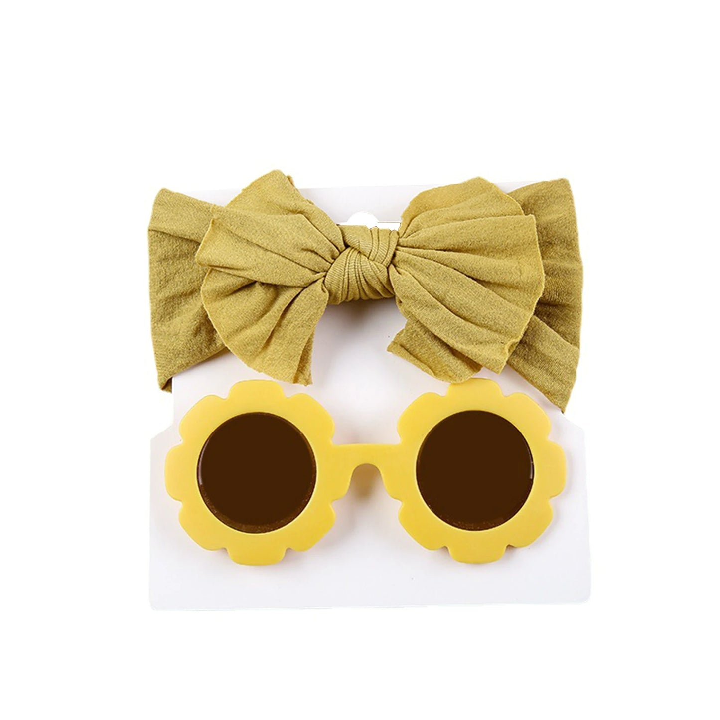 Unisex babylove headband and sunglasses set made of high-quality nylon and plastic. Suitable for ages 0-6 years, featuring solid patterns. Includes a nylon headband (16cm x 8cm) and plastic sunglasses (13cm x 5cm). Perfect for all seasons and occasions, both indoors and outdoors
