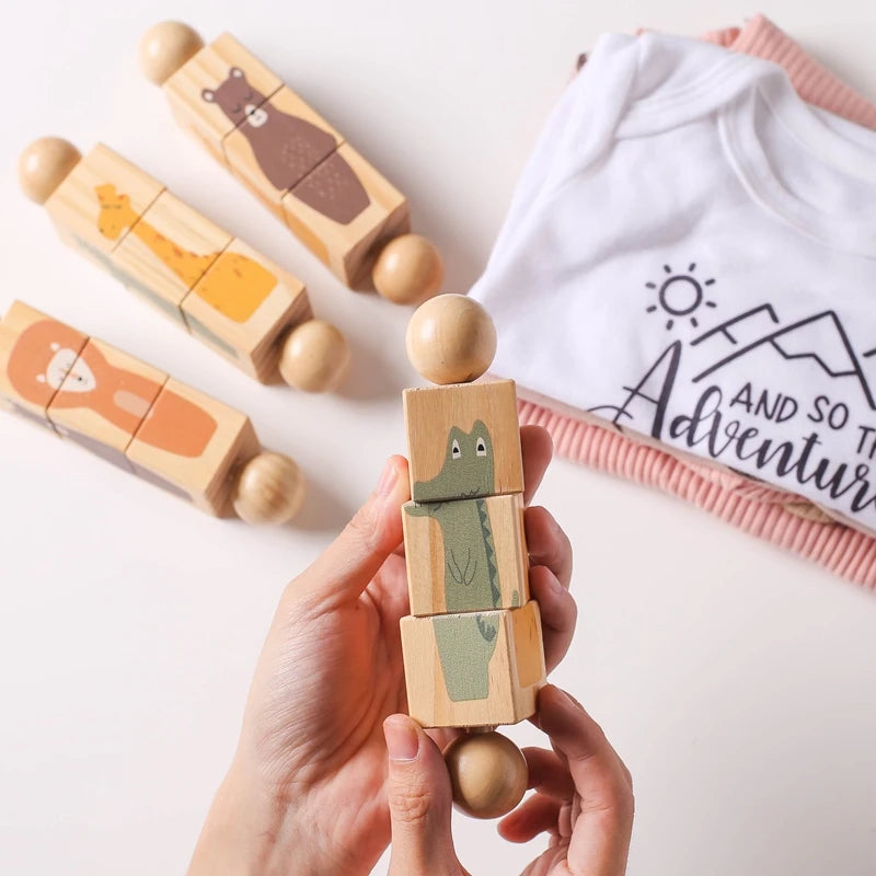 Wooden Montessori Hand Held Rattle, designed for sensory exploration and motor skill development at BubeBaby