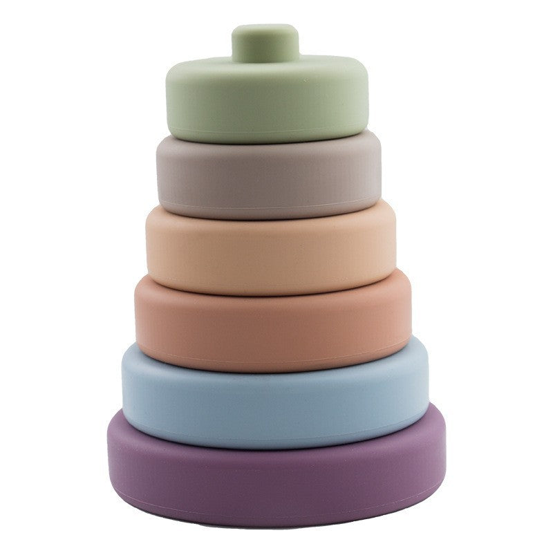 Pastel sage silicone stacking ring tower