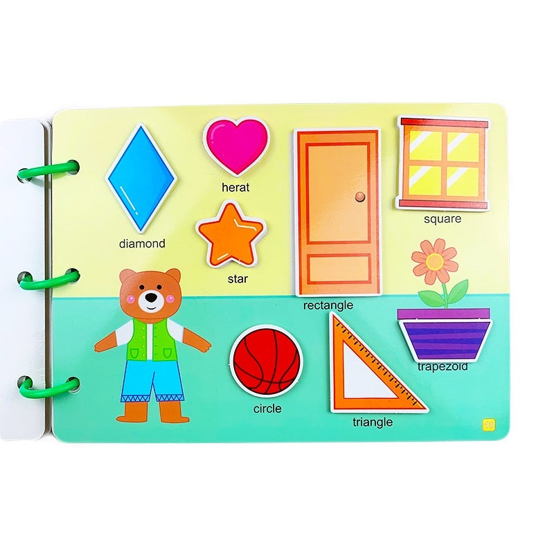 Quiet book page with shape matching pieces