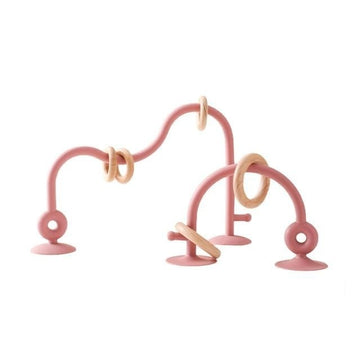 Dark pink silicone suction arch with wooden rings