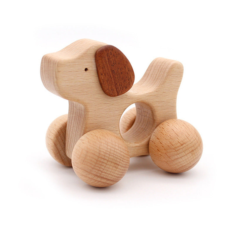 Beech wood push-along puppy baby toy