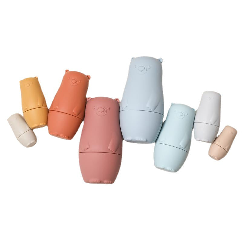Silicone bear nesting dolls in two colour sets