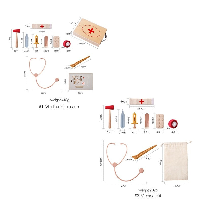 Wooden doctor kit options with case or bag