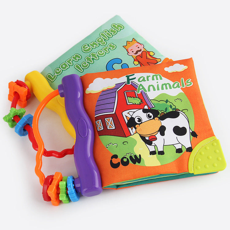 Teether cloth books with rattle handle and teether corners