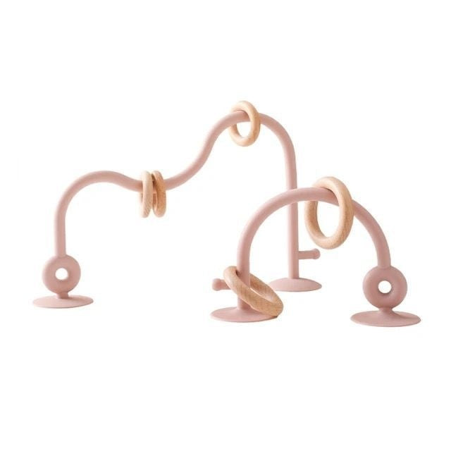 Rose pink silicone suction arch with wooden rings