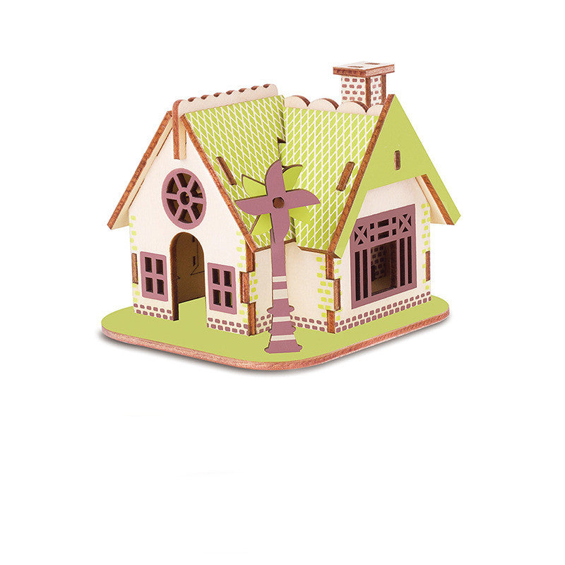Windmill cottage wooden 3D puzzle