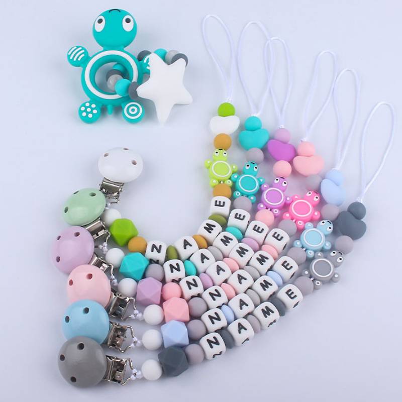 Silicone turtle teether pacifier clip all colours