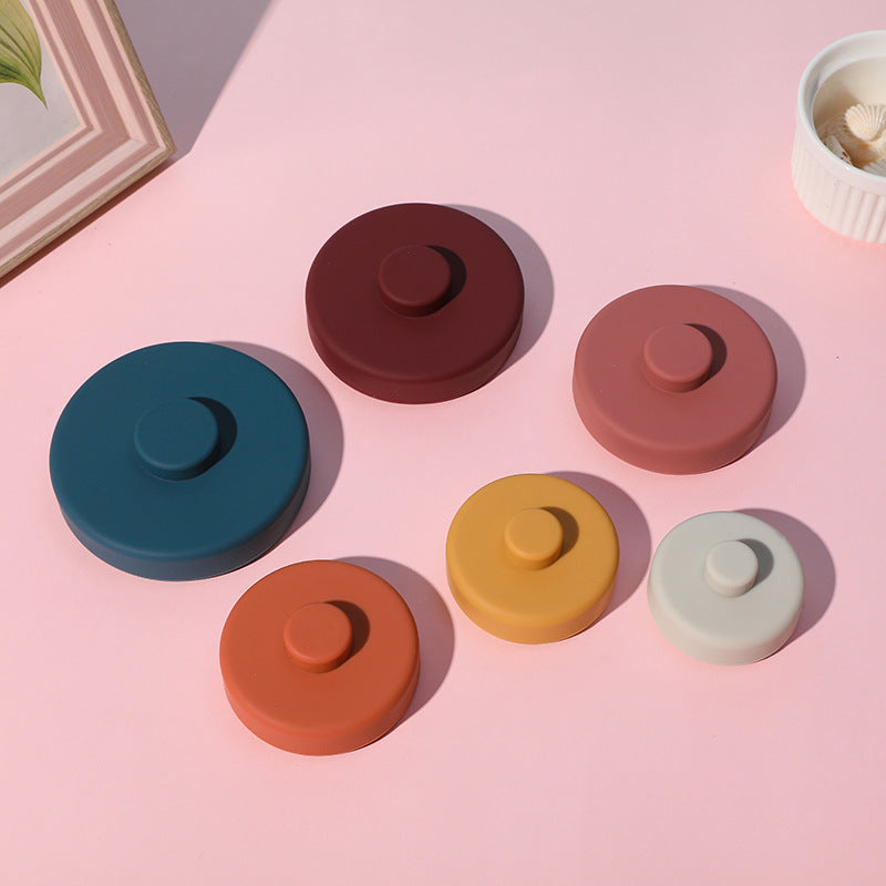 Silicone stacking rings laid out separately