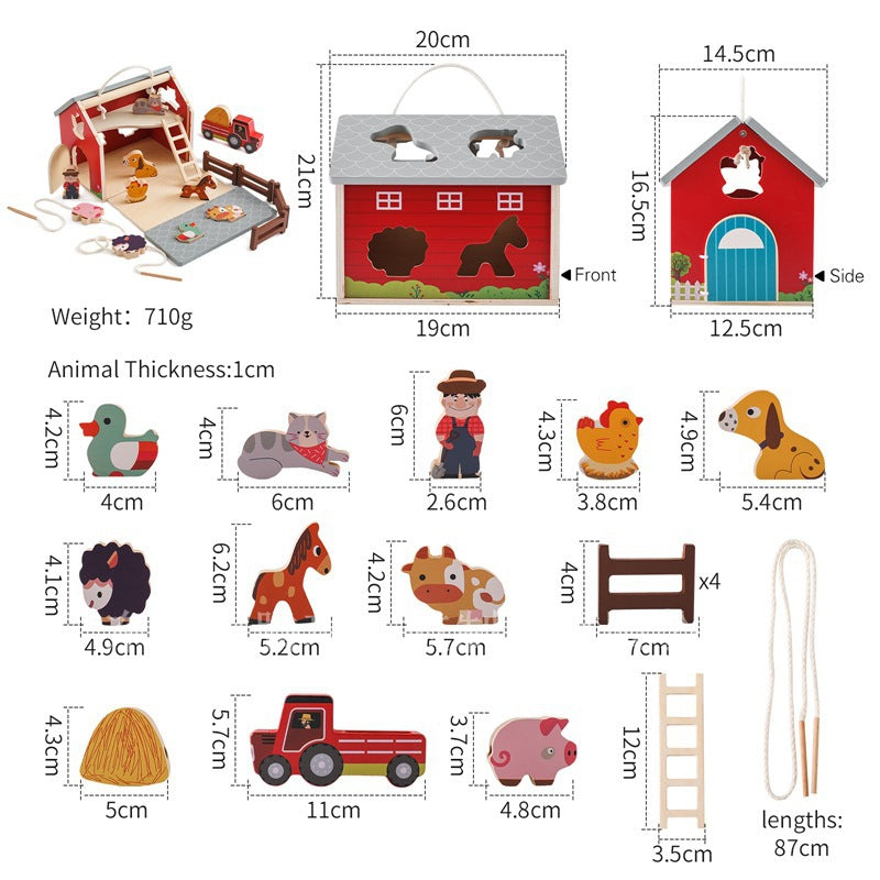 Wooden farm barn set pieces and sizes