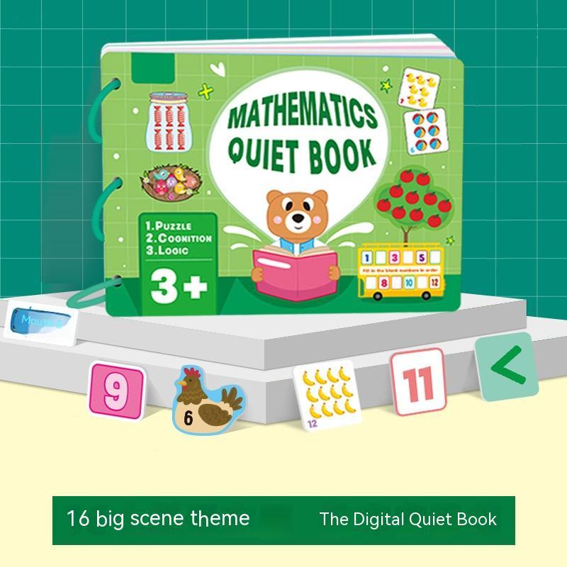 Montessori math quiet book with 16 themes