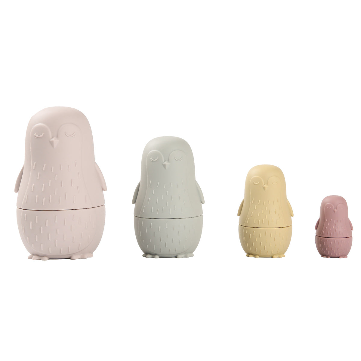 Pastel penguin silicone nesting dolls