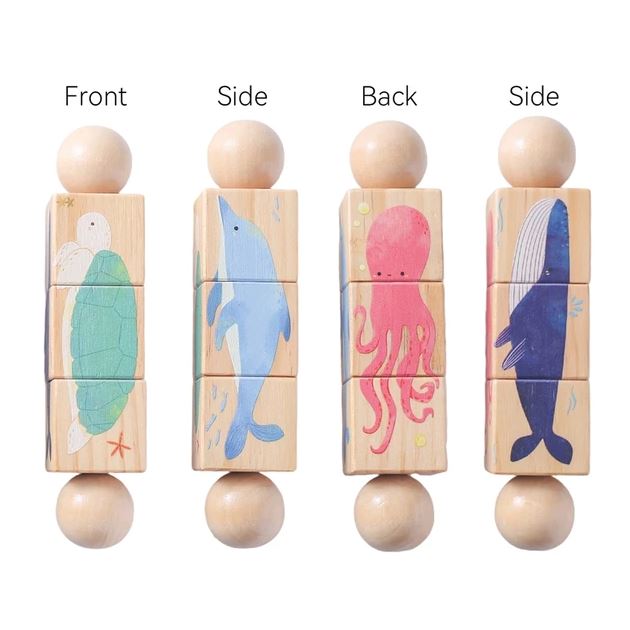 Wooden Montessori Hand Held Rattle, designed for sensory exploration and motor skill development at BubeBaby