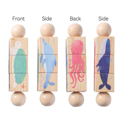 Wooden Montessori Hand Held Rattle, designed for sensory exploration and motor skill development at BubeBaby